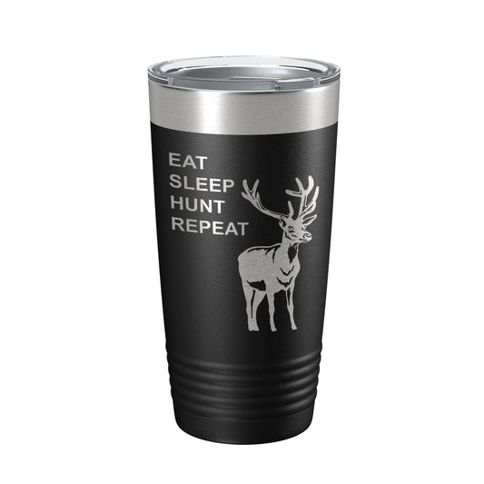 Deer Hunter Tumbler Eat Sleep Hunt Repeat Travel Mug Deer Hunting Insulated Laser Engraved Coffee Cup Gift 20 oz